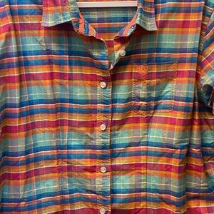 Colorful Plaid Button-Up Shirt
